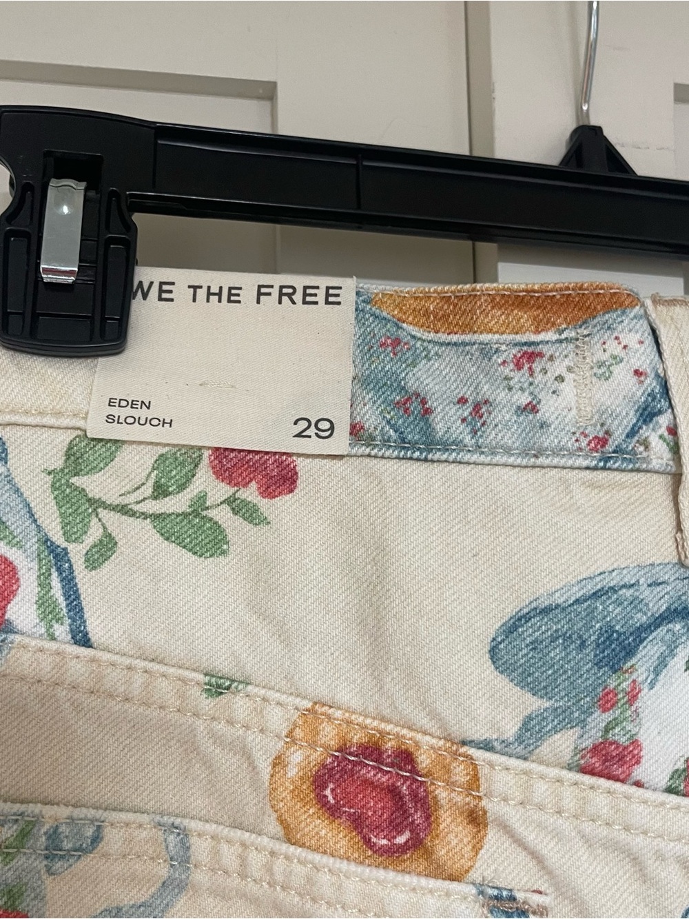Wide-Leg Tea Party Print Jeans — Cream - Picture 11 of 13